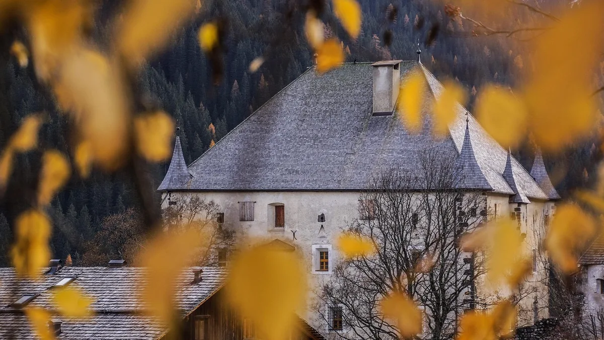 Real estate agent reviewing property sale documents inside a bright Budapest apartment with a traditional Hungarian courtyard visible through the window.
